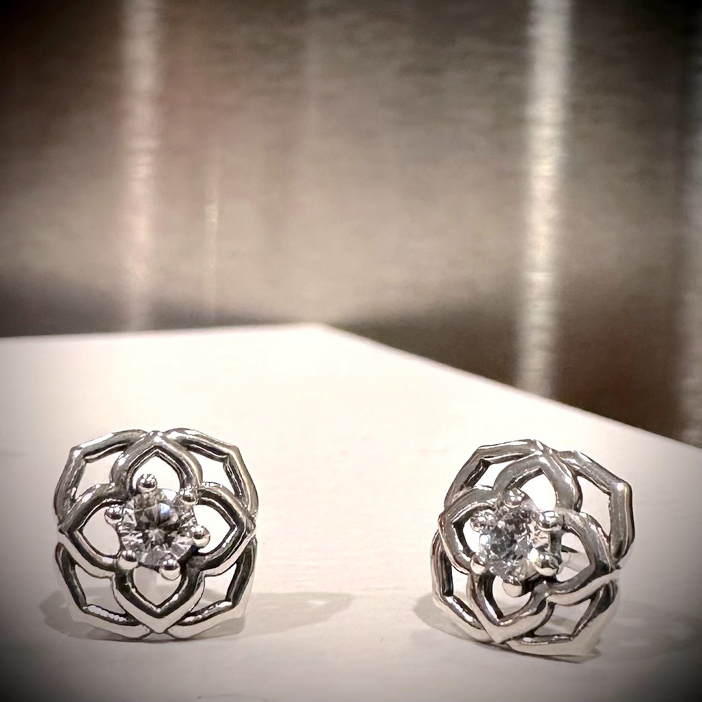 ♥️Pandora Retired Rose Petal Earrings